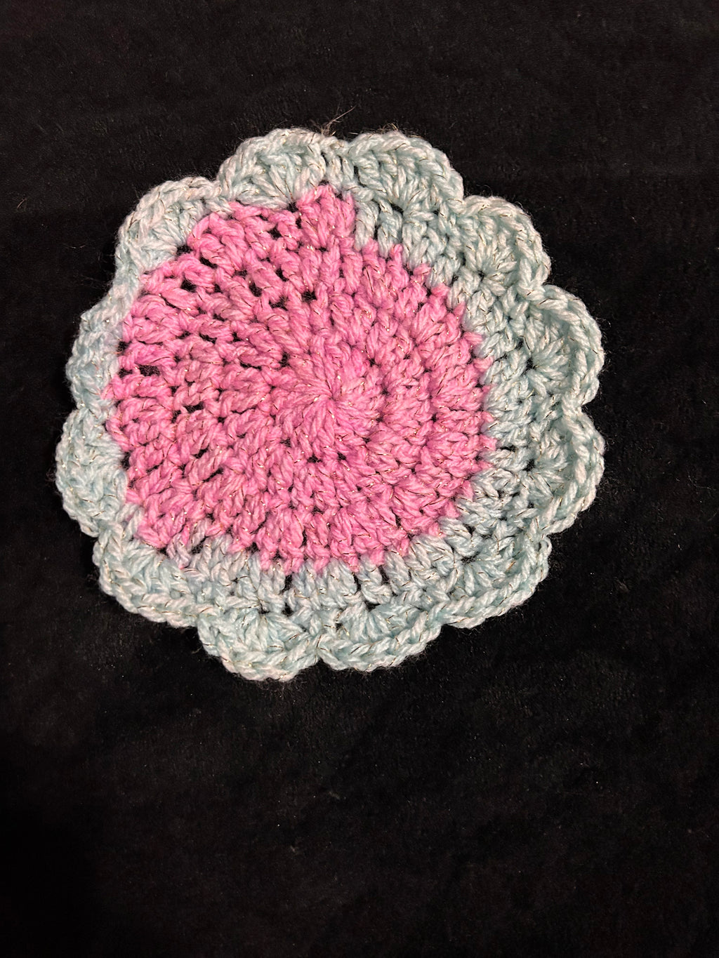 Crocheted ruffle coaster, 4 piece