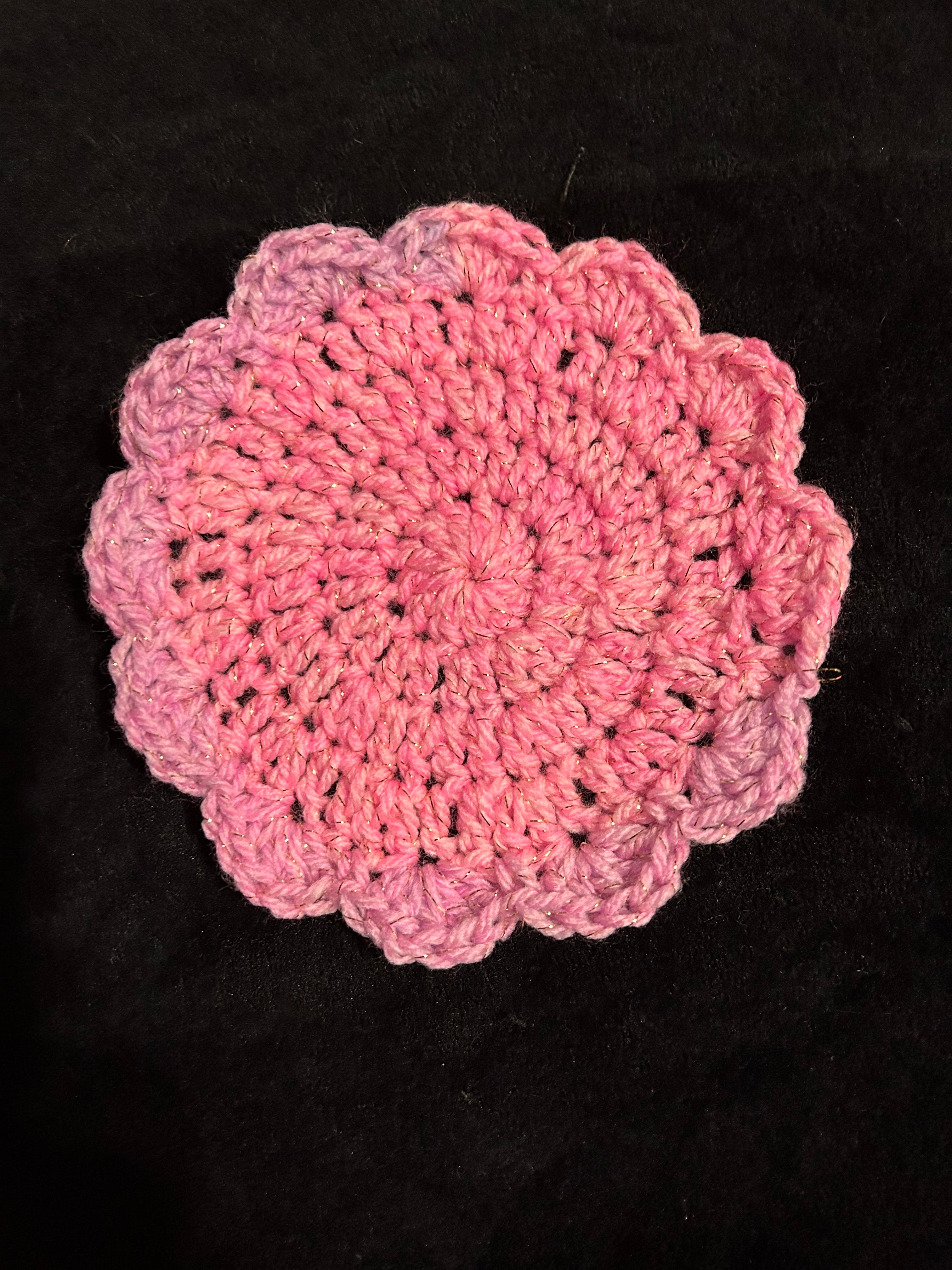 Crocheted ruffle coaster, 4 piece
