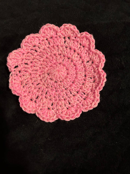 Crocheted ruffle coaster, 4 piece