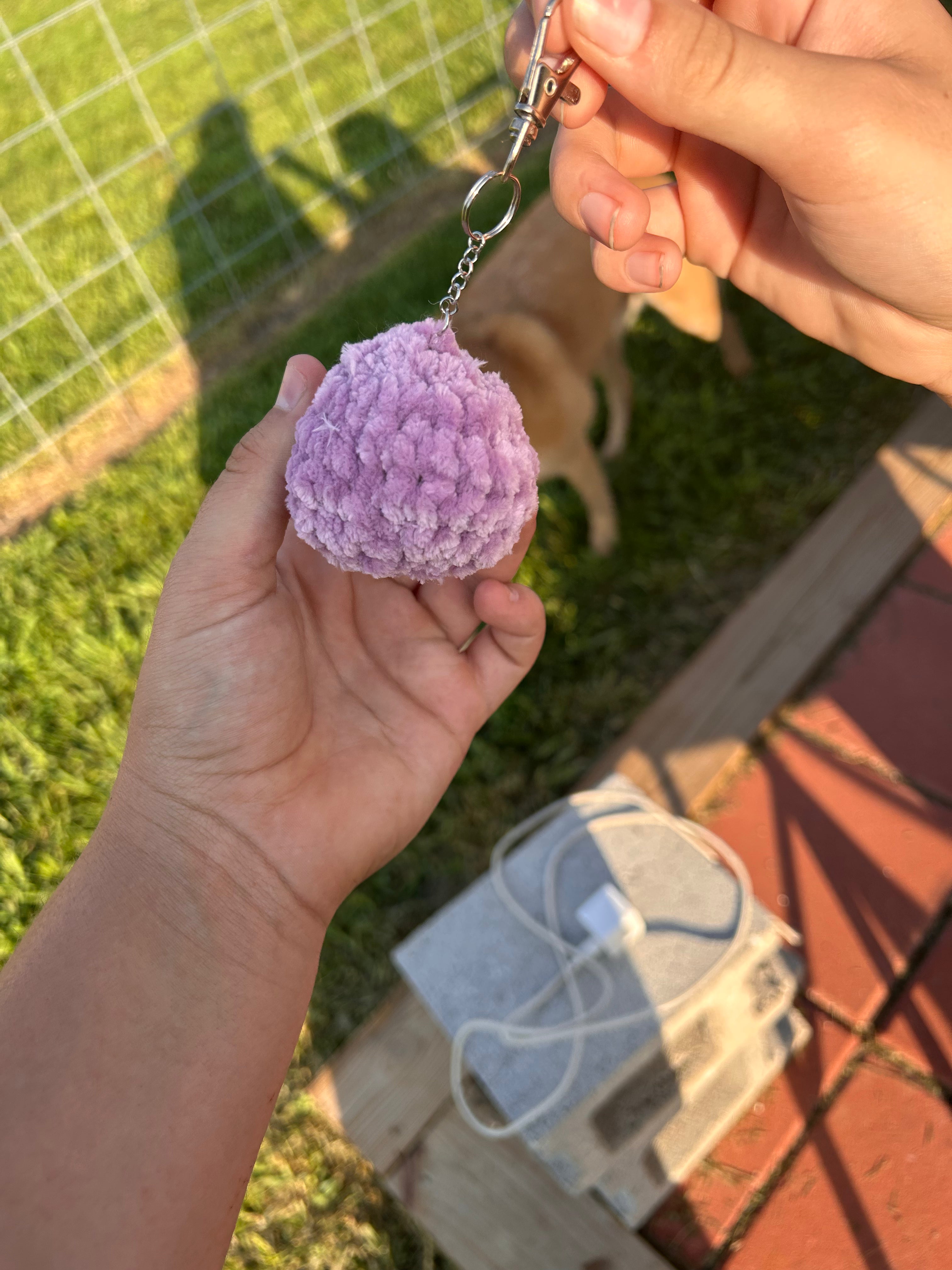 Small crocheted keychain blob