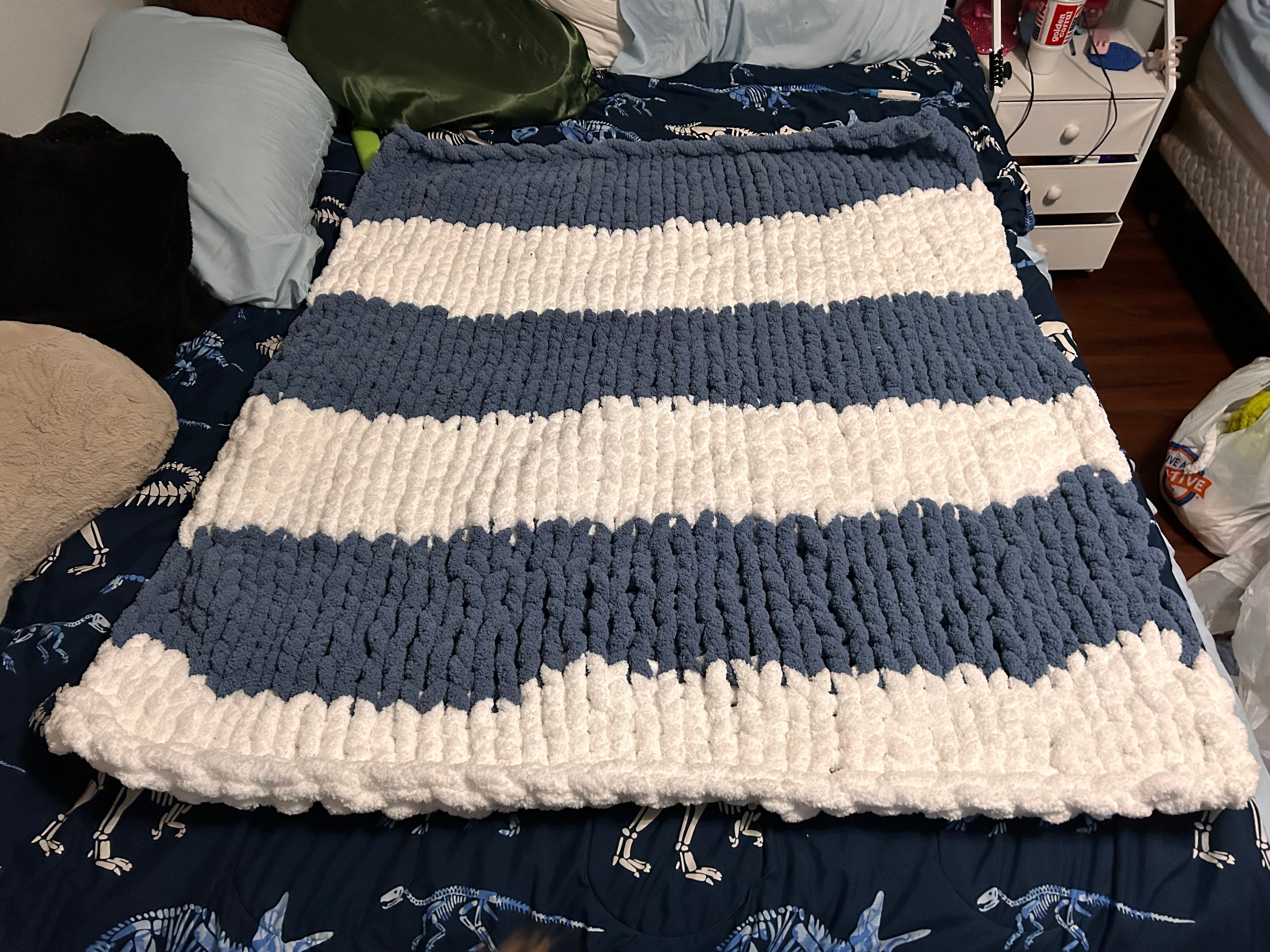 Custom hand knit throw blanket